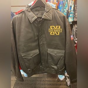 Real Leather - Black U.S. Navy Jacket